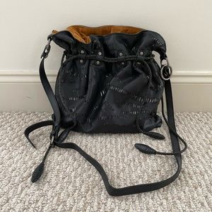 Patricia Nash Black Leather Bucket Bag